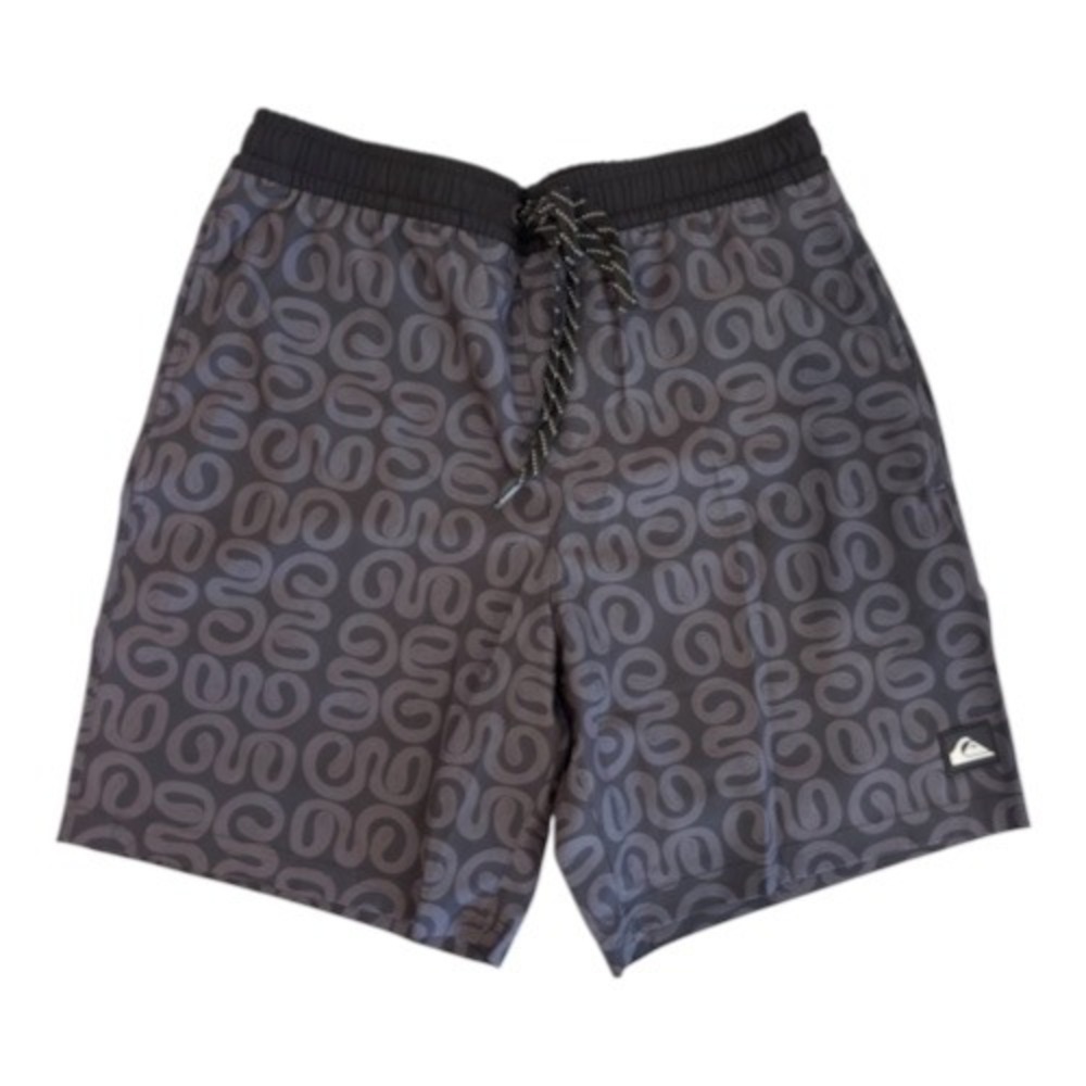 Quiksilver Mens Swim Trunks Black Grey Graphic Stretch UPF 50 QS001012 Small